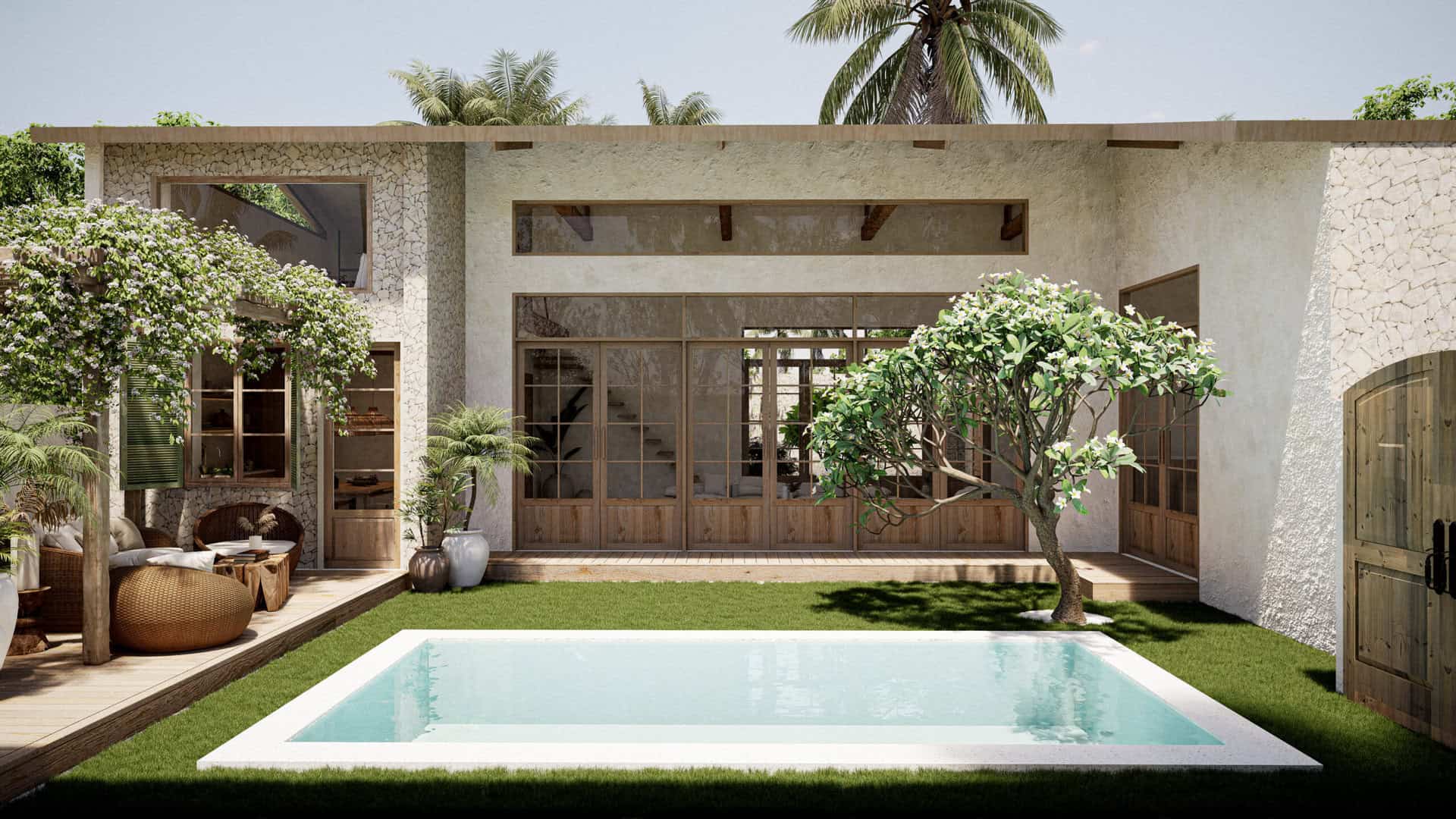 TROPICAL DESIGN 3 BEDROOM VILLA FOR SALE LEASEHOLD IN SESEH BE-1184 